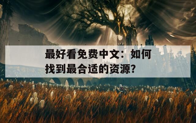 最好看免费中文：如何找到最合适的资源？