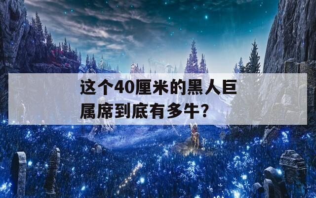 这个40厘米的黑人巨属席到底有多牛？