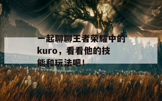 一起聊聊王者荣耀中的kuro，看看他的技能和玩法吧！